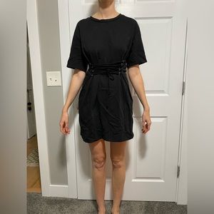 UO front lace up corset sweatshirt dress